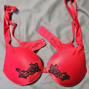 Victoria's Secret Red Bra with Black Lace